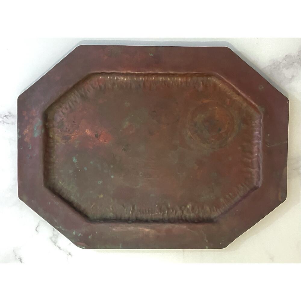 Large Vintage Hammered Copper Tray 24” Octagonal Arts & Crafts 1930s Artisan USA